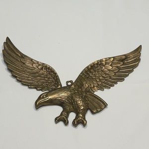 Brass Flying Eagle Wall Plaque 13” Wingspan Vintage